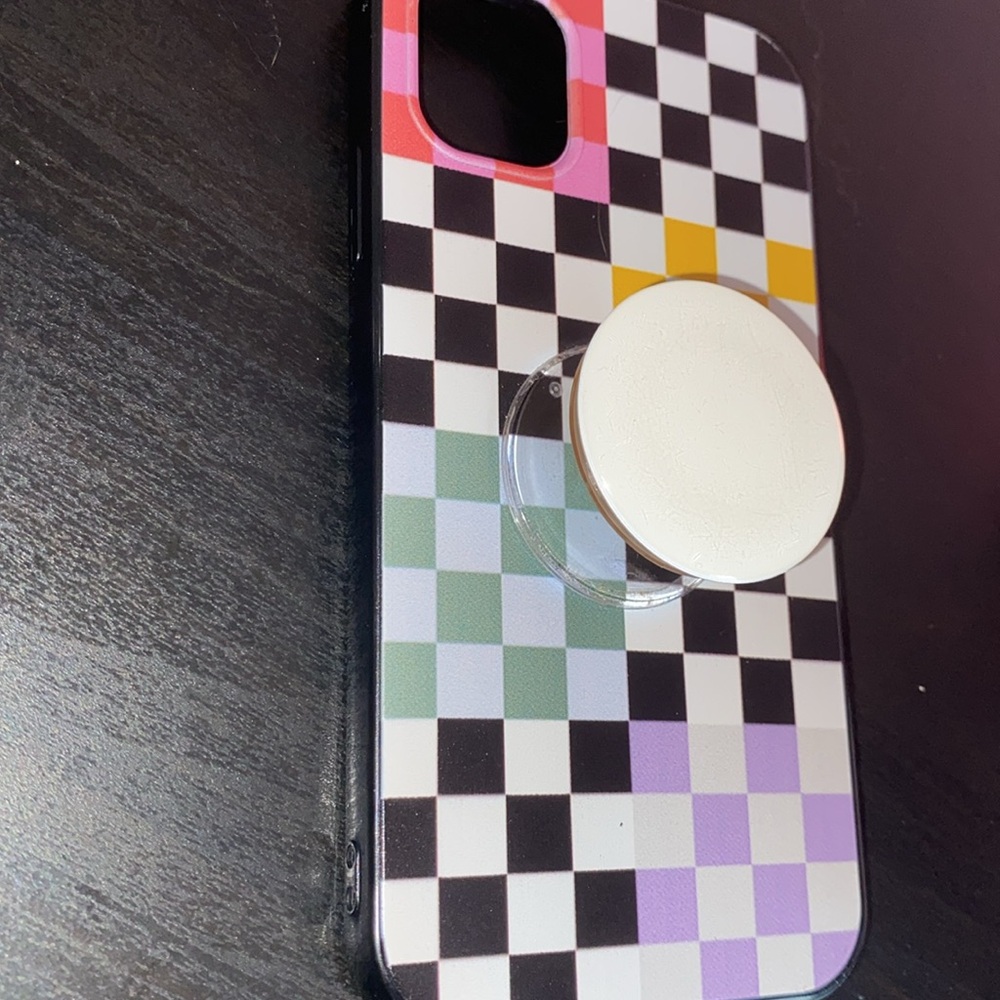 Checkered Phone Case with PopSocket - Multicolor iPhone 11 - Picture 3 of 3